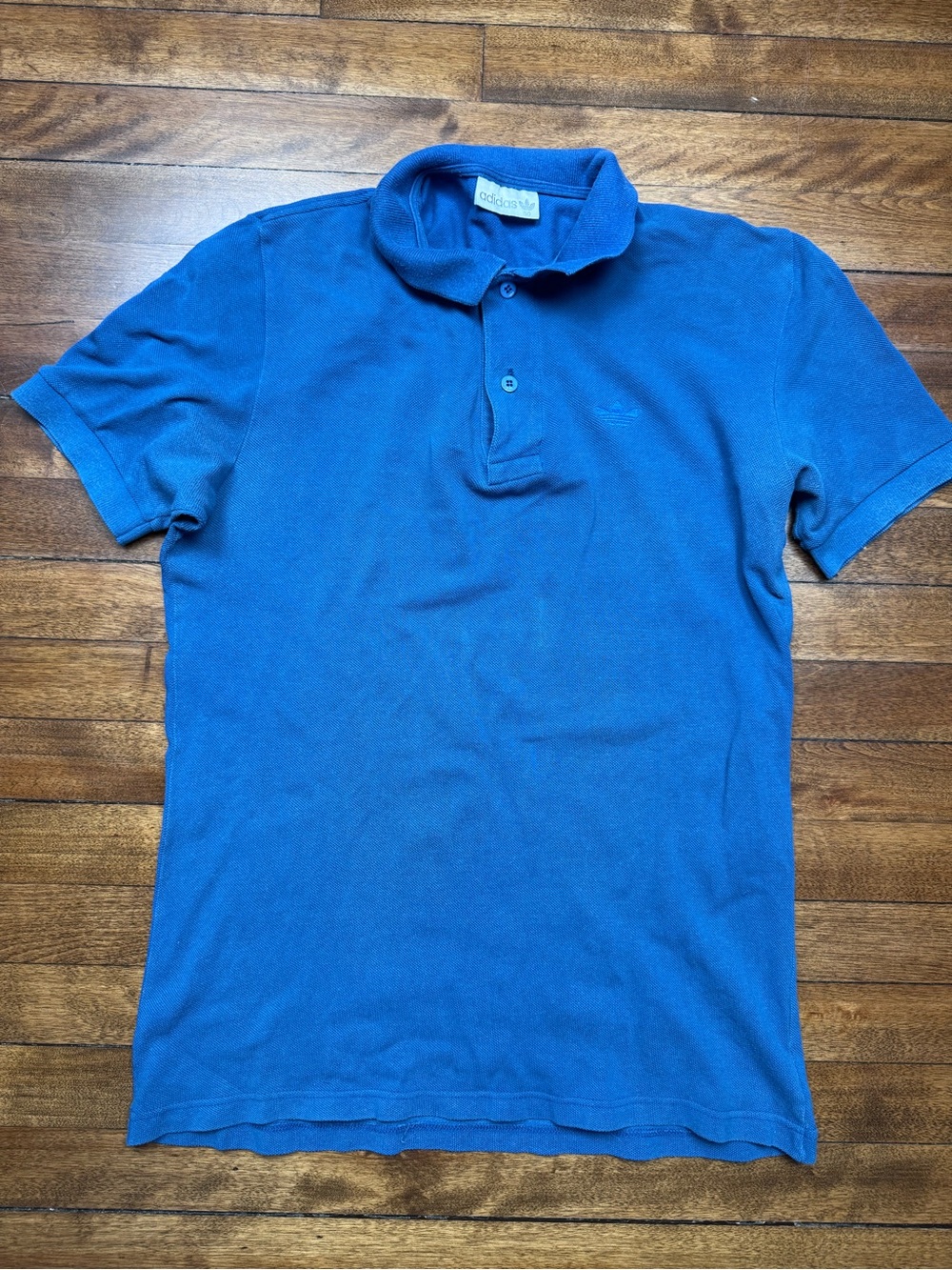 Vintage 1980s adidas Blue Monochromatic Trefoil Tennis Polo made in West Germany